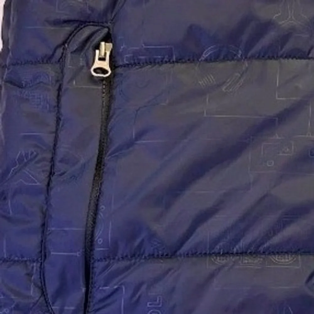 VTG Old Navy Mens XXL Puffer Vest Blue Two Tone Graphic Print Gorpcore Quilted